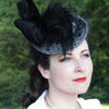 1940s Elegant Tilt hat with black bow and feather