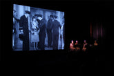 3 Juice Vocal Ensemble performing for Mira Calix at British Film Institute in Anna Chocola hats .jpg