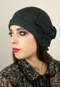 Bottle Green Wool "Sasha" Cloche Hat