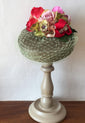 Pink, Red and Green Silk "Coquette" Pillbox Hat