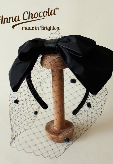 1950s Inspired Bow Headband with Birdcage Veil - Anna Chocola® Bridal 2013