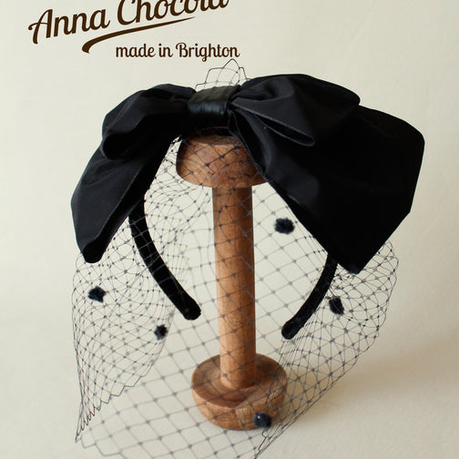 1950s Inspired Bow Headband with Birdcage Veil - Anna Chocola® Bridal 2013
