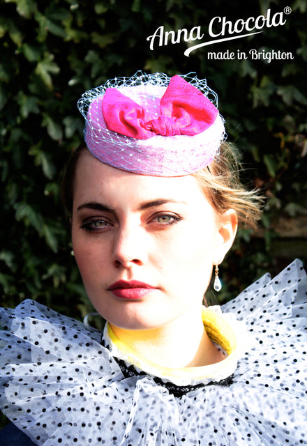 100% Silk Coquette Pillbox Hat - Anna Chocola® 2014