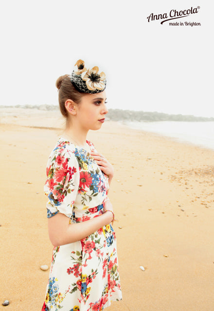 Anna Chocola Brighton Milliner Black Coquette pillbox hat