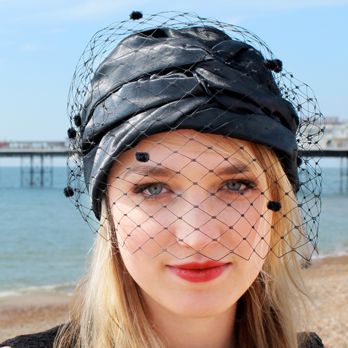 Luxe Black Satin Turban Anna Chocola Millinery