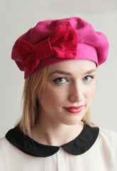 Red 1940s Bow Beret - Anna Chocola Millinery