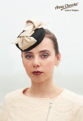 Black Satin & Champagne Bow 