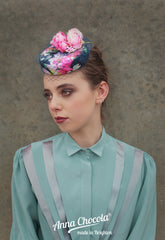 Blue Rose Coquette Pillbox - Anna Chocola Millinery