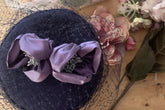 Making process, handmade flowers on pillbox hat