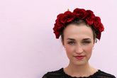 Colourful Pink & Black Handmade Silk & Satin Flower Crown - Anna Chocola Millinery