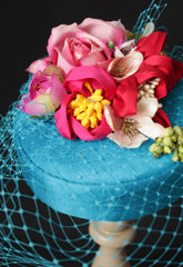 Teal, Pink and Red Handmade Silk Flowers 