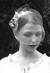 Birdcage Veil with Silk Handmade Flowers - Anna Chocola Millinery