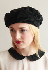 Black 1940s Bow Beret - Anna Chocola Millinery