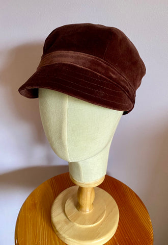 Brown Velvet "Brighton" Cap