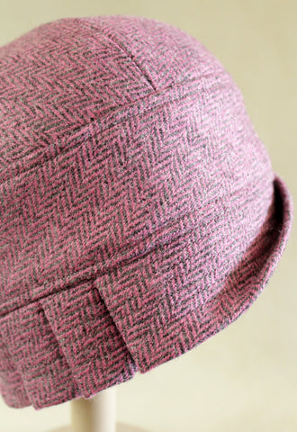 Pink Herringbone Cloche Hat