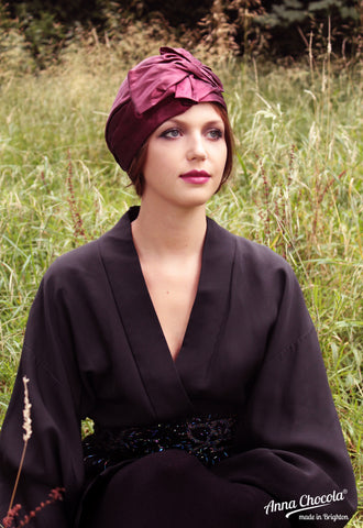 Wine Taffeta "Luxe" Turban