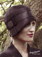 Black Satin "Inès" Cloche Hat