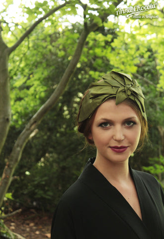 Olive Green Taffeta "Origami" Headpiece