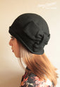 Black Wool "Sasha" Cloche Hat