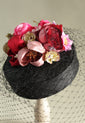 Black Birdcage Veil Flower "Coquette" Pillbox