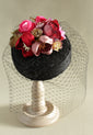 Black Birdcage Veil Flower "Coquette" Pillbox