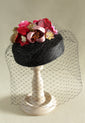 Black Birdcage Veil Flower "Coquette" Pillbox