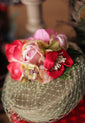 Pink, Red and Green Silk "Coquette" Pillbox Hat