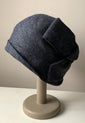 Blue Grey Herringbone "Sasha" Cloche Hat