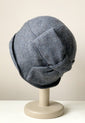 Blue Grey Herringbone "Sasha" Cloche Hat