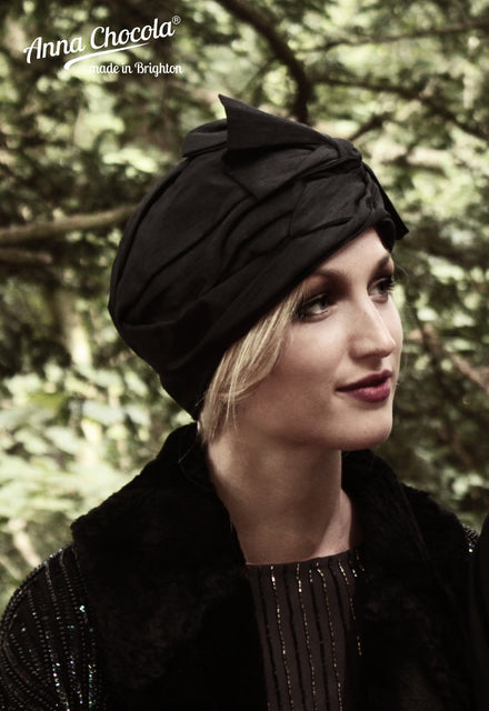 Black Taffeta "Luxe" Turban