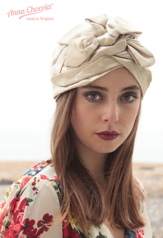 Champagne Satin "Luxe" Turban