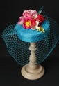 Teal, Pink and Red Handmade Silk Flowers "Coquette" Pillbox