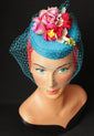 Teal, Pink and Red Handmade Silk Flowers "Coquette" Pillbox