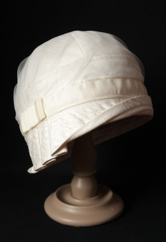 Bridal Ivory Satin "Inès" Cloche Hat