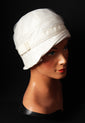 Bridal Ivory Satin "Inès" Cloche Hat