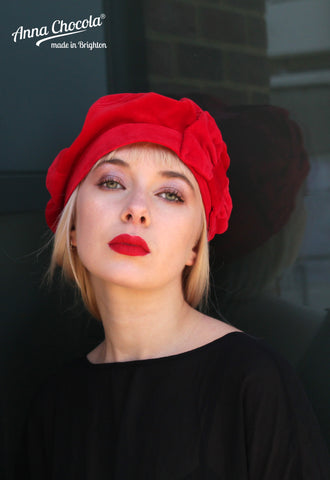 Red 1940s Bow Beret