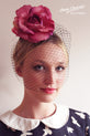 Dusky Pink Rose & Black Birdcage Veil