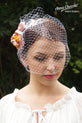 Birdcage Veil with Silk Handmade Flowers