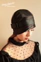 Black Satin "Inès" Cloche Hat