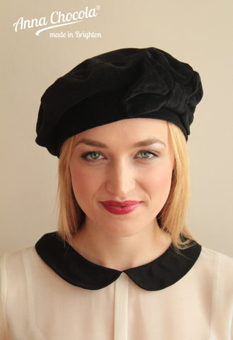 Black 1940s Bow Beret