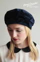 Navy Cotton 1940s Bow Beret