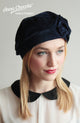 Navy Cotton 1940s Bow Beret