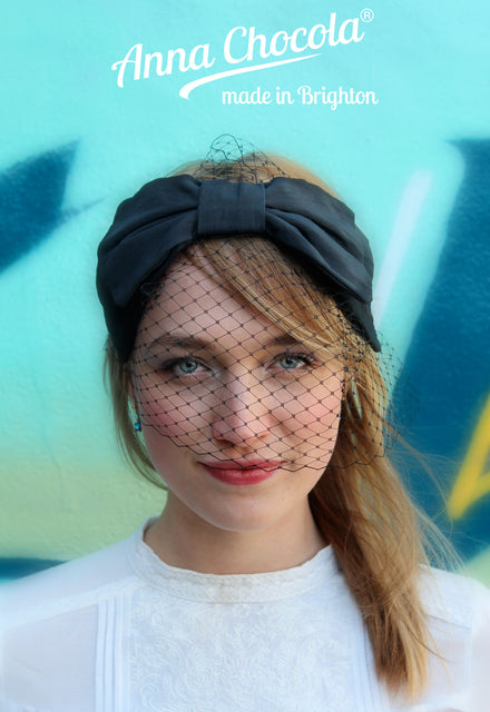 Black "Darling" Bow Headpiece